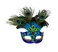MASCHERA PAVONE CON STRASS E PIUME ACCESSORI TRAVESTIMENTO COSTUMI CARNEVALE