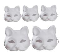 Maschera pelosa, maschera da gatto da 5 pezzi con maglia per gli occhi per dipingere, therrian da 7x7x3 pollici con cinghia elastico Furry fai da te in costume da te per la festa di cosplay Halloween