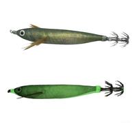 Maschera per calamari da 12 cm, con profilo di gamberetti in legno luminoso, perline sonaglianti integrate e gancio BKK, per pesca notturna (5)