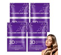 Maschera per capelli 3D all'acido ialuronico e collagene, maschera per capelli grassi, masc/hera viola per tutti i tipi di cap/elli, trattamento idratante e riparatore cap/elli ricci e colorati (4PCS)