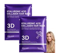 Maschera per capelli 3D con acido ialuronico collagene, ripara la struttura | Cura nutriente alla cheratina per capelli per doppie doppie punte e crespi, pratica cura dei capelli 2 in 1 con acido