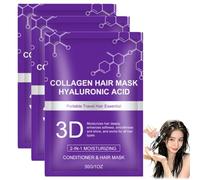 Maschera per capelli al collagene 3D, Hair Mas, ripara in profondità i capelli secchi e crespi, maschera per capelli al collagene e acido ialuronico, balsamo intensivo idratante per tutti (3pcs)