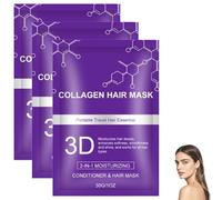 Maschera Per Capelli Al Collagene 3D, Maschere Per Capelli Viola, Maschera Per Capelli Al Collagene E Acido Ialuronico, Maschera Idratante Per Capelli Per Tutti I Tipi Di Capelli, 30 G (3 PCS)