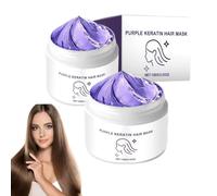 Maschera per capelli alla cheratina viola, Maschera per capelli viola potente, Balsamo idratante riparatore per capelli, Migliora l'effetto crespo, Idrata e ripristina la morbidezza (2 pezzi)
