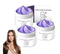 Maschera per capelli alla cheratina viola, Maschera per capelli viola potente, Balsamo idratante riparatore per capelli, Migliora l'effetto crespo, Idrata e ripristina la morbidezza (3 pezzi)