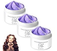 Maschera per capelli alla cheratina viola, maschere per capelli idratanti e nutrienti al collagene, ripara i capelli secchi, attiva le radici dei capelli, lozione maschera correttiva (3Pezzo)