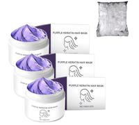Maschera per capelli alla cheratina viola, riparazione intensa per capelli decolorati/colorati, ripara i capelli secchi, attiva le radici dei capelli, migliora il crespo (3pcs)