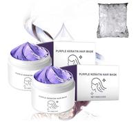 Maschera per capelli alla cheratina viola, riparazione intensa per capelli decolorati/colorati, ripara i capelli secchi, attiva le radici dei capelli, migliora il crespo (2pcs)