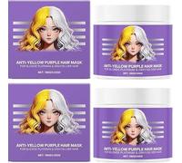 Maschera per capelli anti-giallo-viola, rimuove i toni gialli, rinforza i capelli danneggiati, balsamo idratante viola, per capelli platino e grigi/argento, cruelty-free, vegano