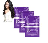 Maschera per capelli con acido ialuronico 3D al collagene per danneggiati, balsamo profondo, maschera per capelli viola, idratante, riparatrice, nutre i capelli secchi e trattati con cheratina