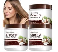 Maschera per capelli con olio di cocco per capelli danneggiati, cura profonda con vitamina E, rinforzante e idratante, nutriente, arricciante, lucida, morbida ed elastica per le donne (3 pezzi)