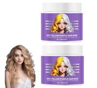 Maschera per capelli viola anti-ingiallimento, balsamo idratante viola, rimuove i toni gialli e condiziona i capelli secchi e danneggiati, per capelli biondi e argentati (2 pezzi)