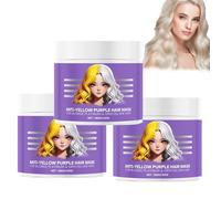 Maschera per capelli viola anti-ingiallimento, rimuove i toni gialli e condiziona i capelli secchi, ripara e idrata i capelli secchi, per capelli biondo platino, grigi e argento (3cps)