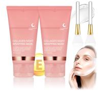 Maschera per collagene Night Wrapping Mask, collagene Overnight Wrapping Peel Off facciale, idratante notturno, maschera viso idratante (confezione da 2/pacchetto di riacquisto)