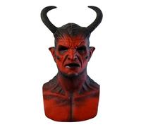 Maschera per demone di Halloween, horror diavolo, maschere in lattice, brivido rosso, corna da diavolo, maschera per il viso e il collo Scary Devil Demon Mask Creepy Halloween Costume per adulti