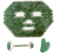 Maschera per Dormire in Giada, Maschera Viso al Quarzo Rinfrescante, Strumento per Massaggio della Pelle con Cristalli Naturali, Riutilizzabile per Alleviare Il Gonfiore di Viso E Occhi, Re