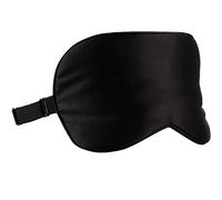 Maschera per dormire in seta, materiale leggero, benda regolabile per il viaggio e in casa, maschera per gli occhi con elastico in gomma, nera