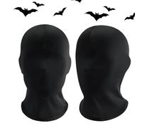 Maschera per faccia piena nera 2 pcs seta ghiacciata traspirante unisex una maschera full head size free asciugatura rapida elastica halloween per costume da festa cosplay, faccia nera