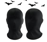 Maschera per faccia piena nera 2 pcs seta ghiacciata traspirante unisex una maschera piena di testa di dimensioni gratuite di asciugatura rapida elastica Halloween per costume da festa cosplay