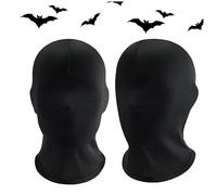 Maschera per faccia piena nera 2 pcs seta ghiacciata traspirante unisex una maschera piena di testa di dimensioni gratuite di asciugatura rapida elastica Halloween per costume da festa cosplay