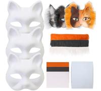 Maschera per gatti Halloween 3SET Maschera Therian Maschera con tessuto in feltro Maglia Falsa Falsa Faccia Maschera pelosa fai-da-te fai-da-te per il trucco che gioca a fare decorazioni per feste