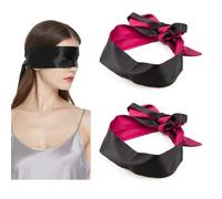 Maschera per gli occhi per dormire in raso rosso, Maschera per gli occhi per la notte sexy Stile coppia, Maschera per gli occhi con parasole per meditazione - 2 pezzi nero e rosso