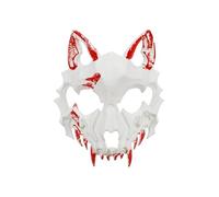 Maschera per Halloween con lupo sanguinante, bianco e rosso, ca. 17 x 20 cm, riutilizzabile, maschera horror per adulti, accessorio per costume da brivido, maschera per animali lupo, carnevale