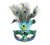 Maschera per Halloween con piume di pavone, maschera veneziana con paillettes, accessorio per donne, ragazze, carnevale, cosplay, palcoscenico, spettacolo, regalo di compleanno