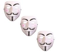 Maschera per Halloween Vendetta, confezione da 3, maschera spaventosa in plastica bianca di Guy Fawkes, per adulti, spettrale e raccapricciante, accessorio per costume di Halloween o film TV