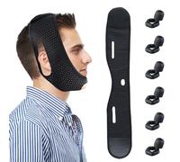 Maschera per il Mento Anti-Russamento, con 3 Paia di Tappi per le Orecchie per Dormire, Maschera Rassodante per Viso e Doppio Mento, Cinghia Riducente Riutilizzabile per Donne e Uomini, Nero