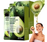 Maschera per il viso a bolle di avocado, maschera di fango essence a pulizia profonda, rimuovere i punti neri e pori puliti, pelle idratante e nutriente, cura della pelle delicata (2PC)