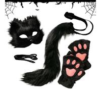Maschera per il viso con coda in peluche, comoda accessorio per cosplay | Copertura per il viso con animali, per donne, feste in maschera, Natale, carnevale, club