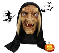 Maschera per il viso con parrucca per Halloween, , divertente, realistica | Copricapo per donne anziane, per uomini e donne, feste di Natale, festival musicali, Pasqua, palcoscenico, teatro