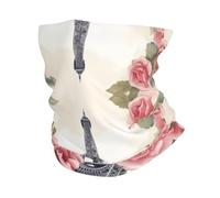 Maschera per il viso con stampa di fiori di rosa Torre Eiffel sciarpa ghetta sciarpa antivento invernale scaldacollo per uomini e donne