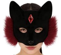 Maschera per il viso di Halloween, per adulti, motivo gatto, traspirante, per Halloween, con strass, per bambini, adulti, teatro, servizi fotografici, eventi scolastici