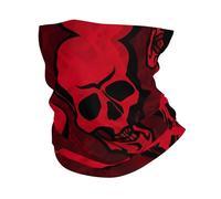 Maschera per il viso in stile fascia, con teschi rossi, adatta per viaggi, sci e ciclismo.