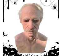 Maschera per il viso umano realistica, in lattice, per anziani, con capelli e barba bianchi, design traspirante, per Halloween, feste in maschera, cosplay, carnevale, case incantate, teatri, ecc