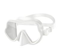 Maschera per immersioni subacquee per adulti, maschera bianca senza cornice con silicone liquido e vetro temperato, lente ad ampia vista con fibbie a regolazione rapida