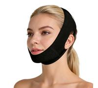 Maschera per lifting facciale a V, nera, con doppia linea di sollevamento del mento, cinghia anti-cedimento riutilizzabile per il sollevamento della mascella, design confortevole e regolabile