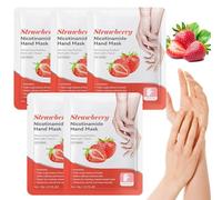 Maschera per Mani con Estratto di Fragola, Hand Mask, Confezione da 5 Pezzi, Guanti Idratanti per la Sbiancamento Cura delle Mani, Per la Pelle Secca, Invecchiata e Screpolata
