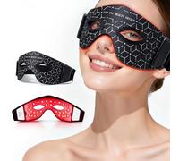 Maschera per occhi con luce rossa,Rossa e Infrarossa 630nm 850nm,4 modalità regolabili, per terapia con luce rossa LED, per alleviare borse degli occhi, occhiaie e gonfiore, leviga linee sottili