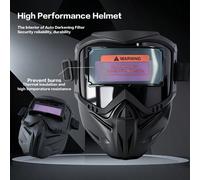Maschera per saldatura automatica con funzione di oscuramento e termografia, design diviso e traspirante, resistente alle alte temperature e anti-abbagliamento, adatta per apparecchiature industriali 