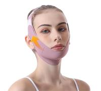Maschera per sollevamento viso doppio mento, V Line Lifting Mask, Former per viso in grafica, bendaggio per lifting viso e cura della pelle, fascia regolabile per tutte le forme del viso, viola