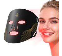 Maschera per terapia a luce rossa - Maschera per il viso a LED con 5 modalità di controllo a LED rosso e blu, telecomando, 4000 mAh, borsa portaoggetti, fascia per la testa, cuscinetti per gli occhi