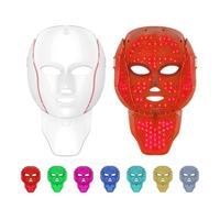 Maschera per terapia a luce rossa per viso e collo, senza fili, a LED, per terapia della luce del viso, con infrarossi 850 nm e luce rossa 630 nm, terapia a infrarossi per la cura della pelle del viso