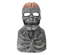Maschera per viso in lattice, motivo horror, divertente maschera biochimica per Halloween, maschera con teschio 3D con mascella mobile, per adulti, copricapo spaventoso con scheletro (B)