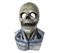 Maschera per viso in lattice, motivo horror, divertente maschera biochimica per Halloween, maschera con teschio 3D con mascella mobile, per adulti, copricapo spaventoso con scheletro (A)