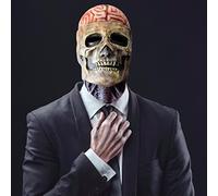 Maschera per viso in lattice, motivo horror, divertente maschera biochimica per Halloween, maschera con teschio 3D con mascella mobile, per adulti, copricapo spaventoso con scheletro (C)