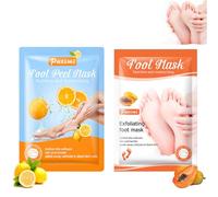 Maschera Piedi Esfoliante 2 paia,Maschera Piedi,Peeling Piedi,Trattamento Intensivo Nutriente,Secchi e Screpolati,Rimozione Della Pelle Morta,Desquamazione di Calli,Papaya+Arancia