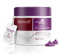 Maschera professionale per capelli viola KARSEELL 500ml tonalizzante anti-giallo e anti-arancio formulata per neutralizzare i riflessi caldi nei capelli biondi decolorati con balayage platino e rifles